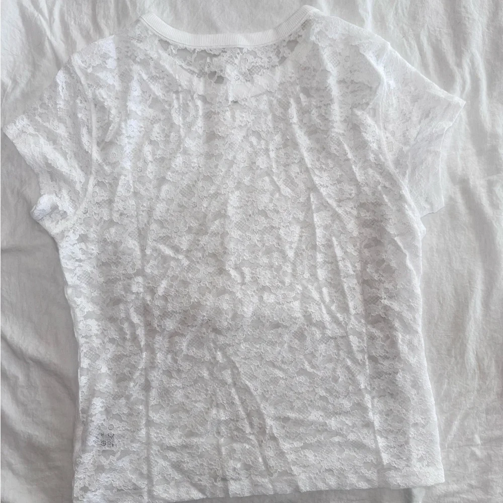 Aerie Vintage White Lace Short Sleeve size Medium, 90’s, Y2K, whimsy - Picture 4 of 4